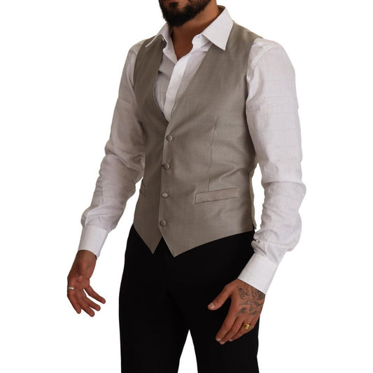 Dolce & Gabbana Beige Wool Single Breasted Waistcoat Vest TSH7648 - 48