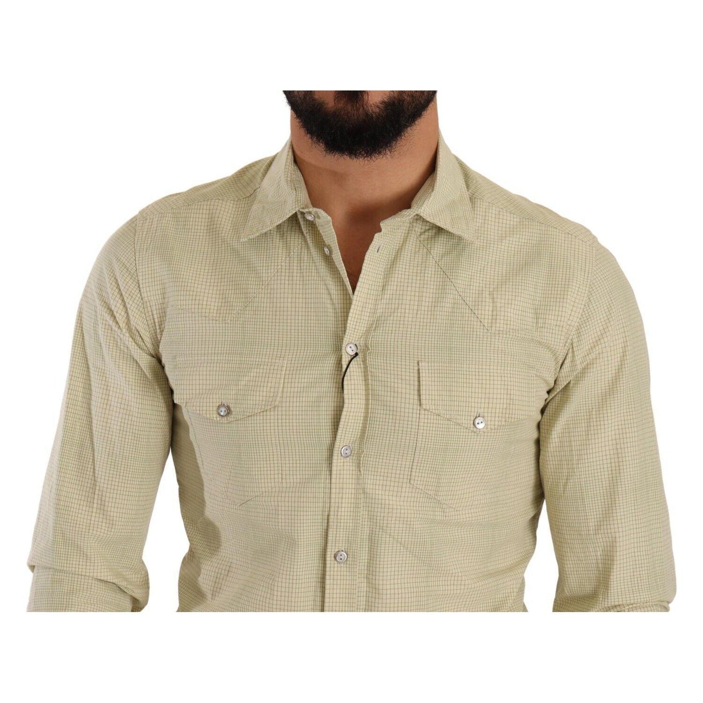 Dolce & Gabbana Yellow SICILIA Cotton Casual Slim Fit Shirt TSH7693 - 39