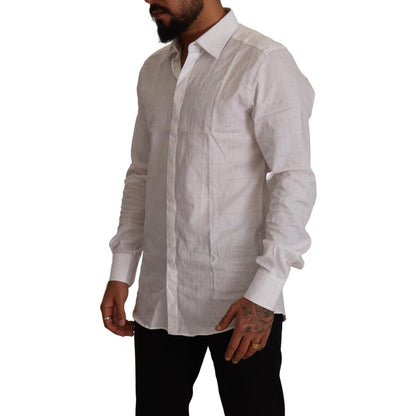 Dolce & Gabbana White GOLD Cotton Slim Fit Dress Formal Shirt