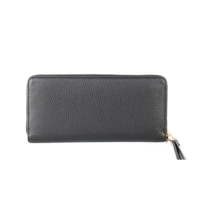Michael Kors Jet Set Travel Large Black Pebble Leather Continental Wrist Wallet