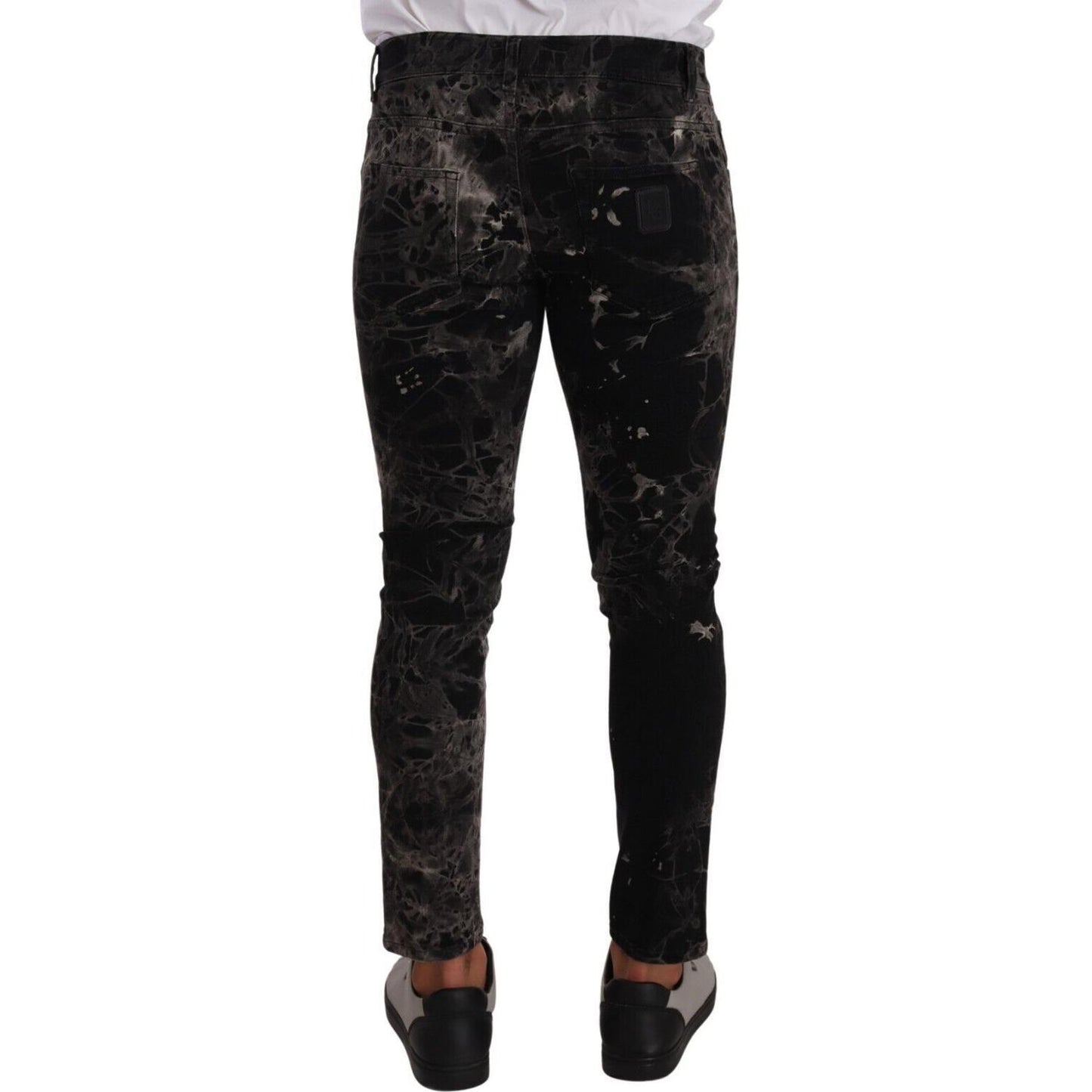 Dolce & Gabbana Black Patterned Skinny Slim Fit Jeans