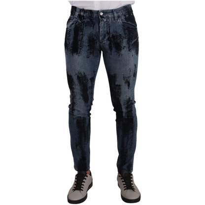 Dolce & Gabbana Blue Black Cotton Skinny Denim Jeans