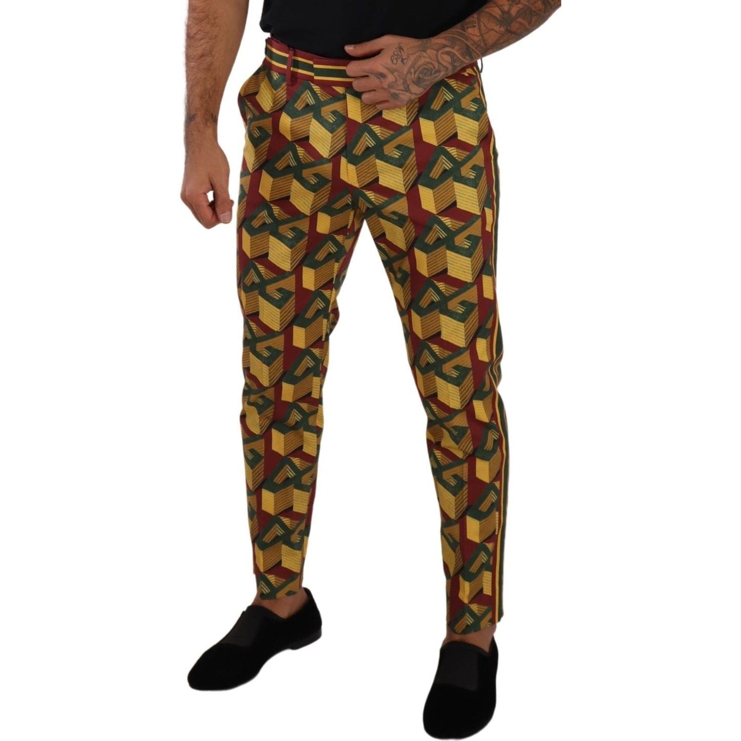 Dolce & Gabbana Multicolor Logo Mania Cotton Tapered Trouser Pants PAN72734- 48