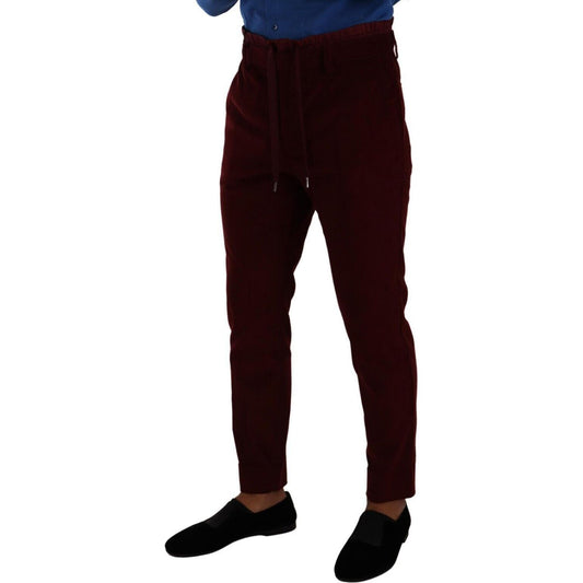 Dolce & Gabbana Bordeaux Velvet Mens Formal Trouser Dress Pants PAN72841 - 48
