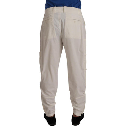 Dolce & Gabbana Off White Cotton Corduroy Cargo Pants