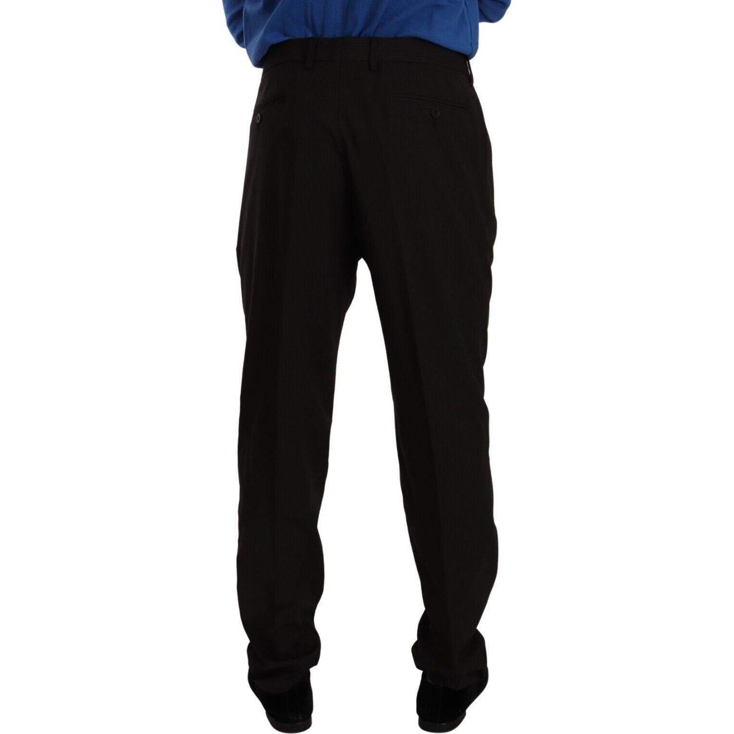 بنطلون رسمي أنيق من الصوف باللون البني المخطط من دولتشي آند غابانا