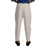 Dolce & Gabbana Elegant White Cotton Stretch Dress Pants Dolce & Gabbana Dark Gray