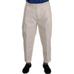 Dolce & Gabbana Elegant White Cotton Stretch Dress Pants Dolce & Gabbana Dark Gray