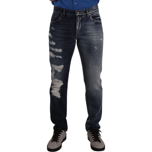 Dolce & Gabbana Blue Cotton Regular Denim Trousers Jeans PAN72884 - 48