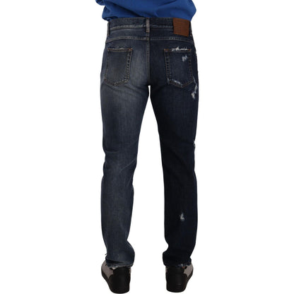 Dolce & Gabbana Blue Cotton Regular Denim Trousers Jeans