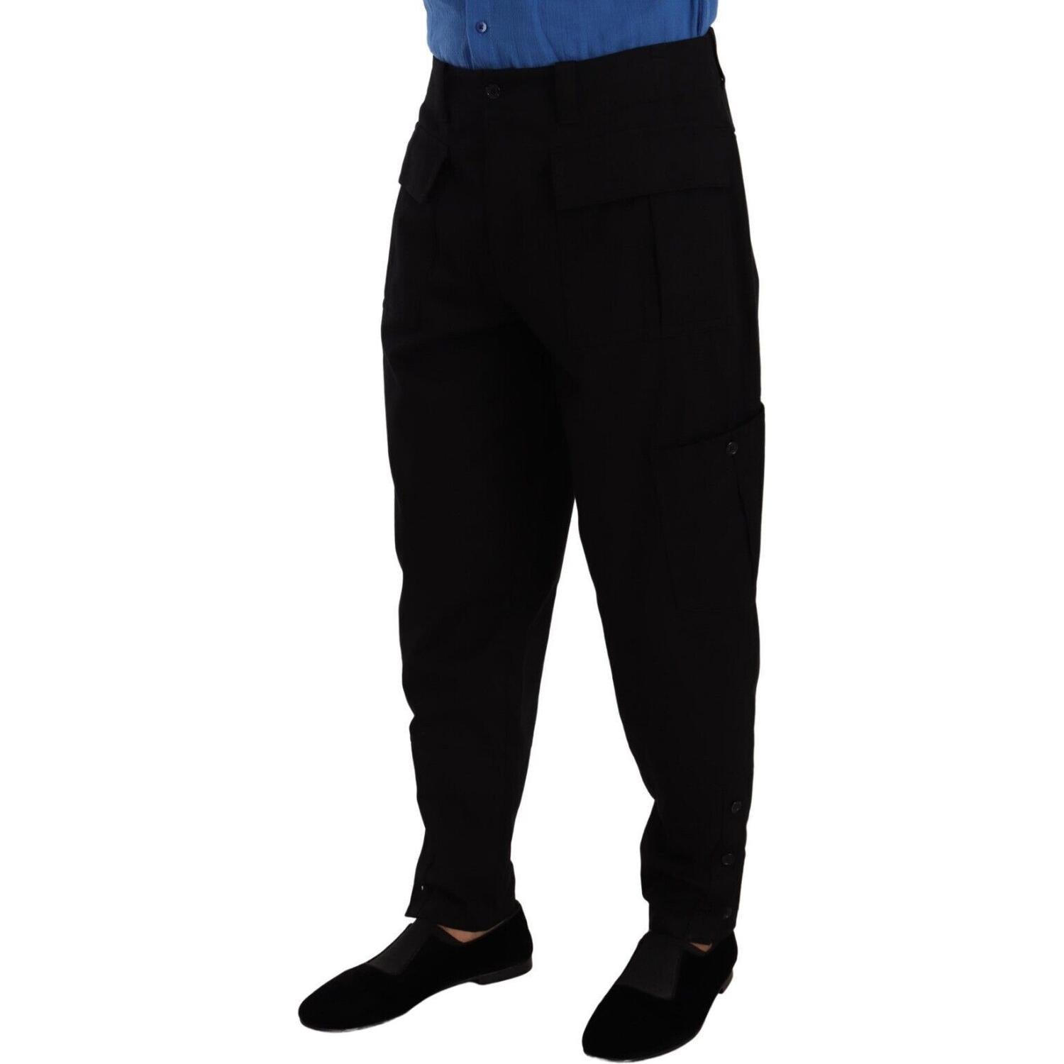 بنطلون كارجو أسود أنيق من دولتشي آند غابانا مع تصميم مريح قابل للتمدد