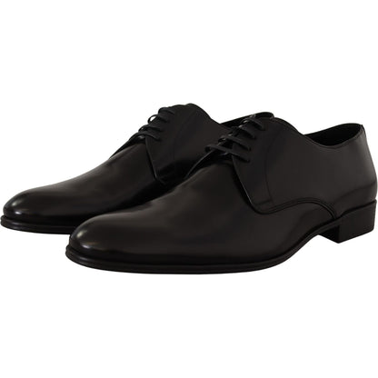 Dolce & Gabbana Black Leather Lace Up Formal Derby Shoes