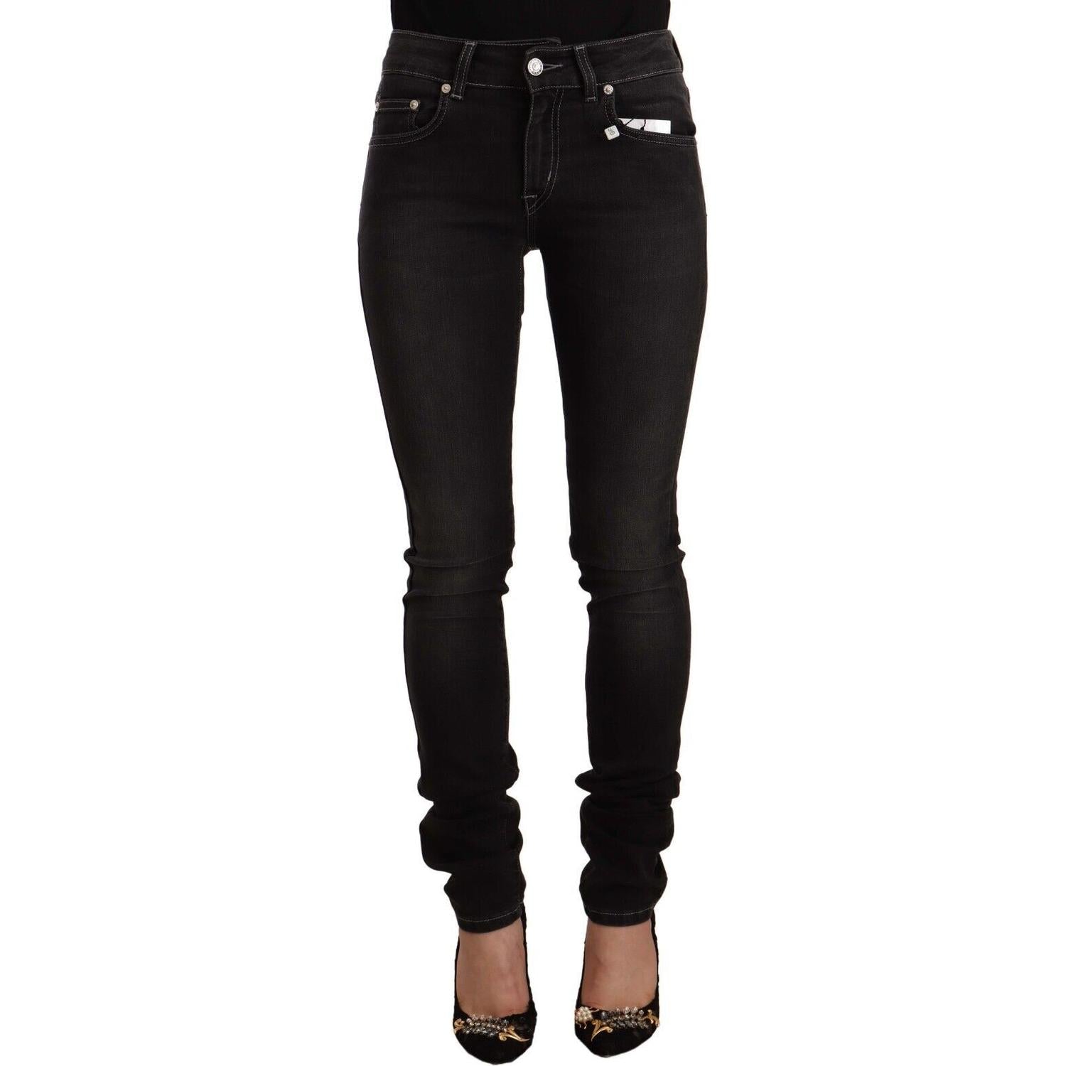 بنطلون جينز GF Ferre Chic Slim-Fit باللون الأسود المغسول