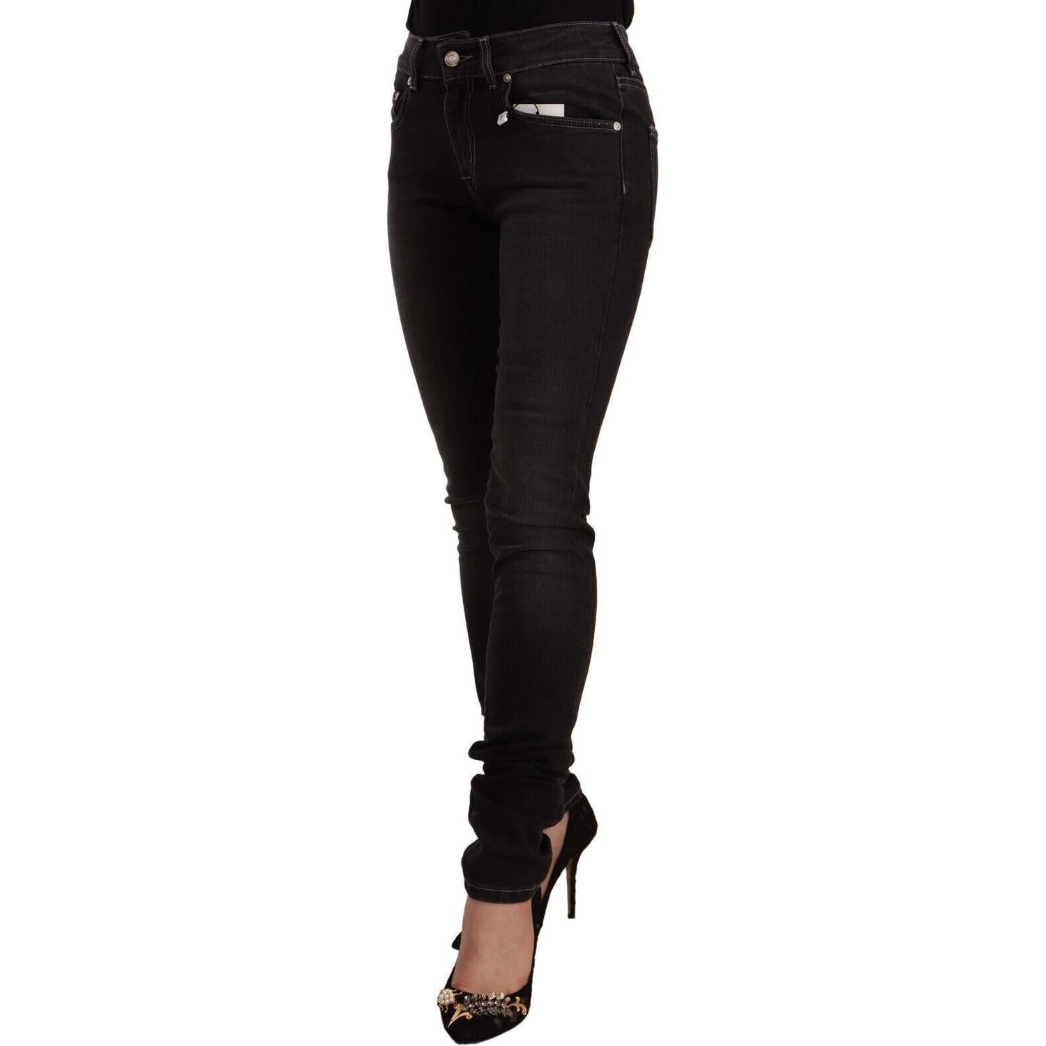 بنطلون جينز GF Ferre Chic Slim-Fit باللون الأسود المغسول