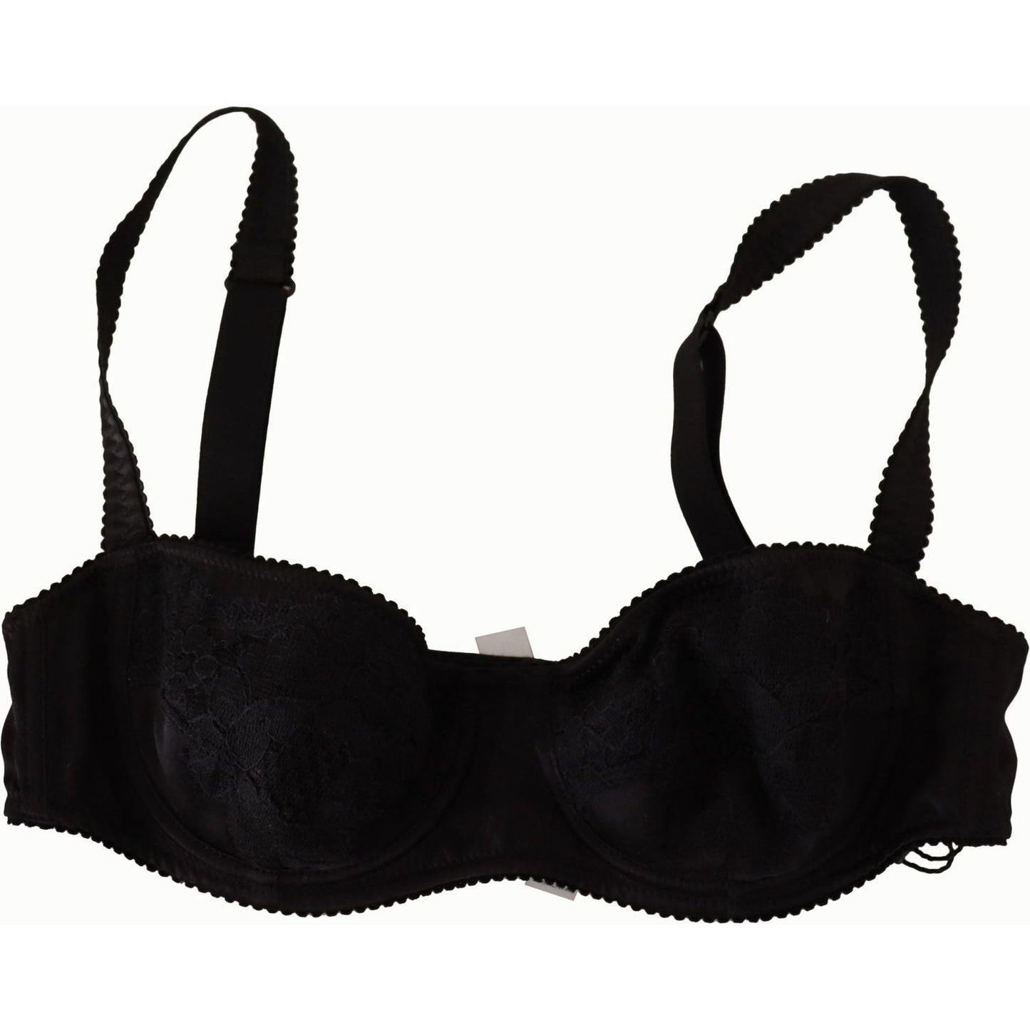 Dolce & Gabbana Black Polka Dot Satin Lace Balconette Bra