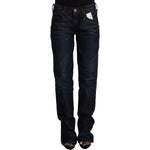 Ermanno Scervino Dark Blue Mid Waist Cotton Denim Straight Jeans SIG12473 - 26