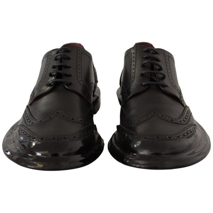 Dolce & Gabbana Black Leather Oxford Wingtip Formal Derby Shoes