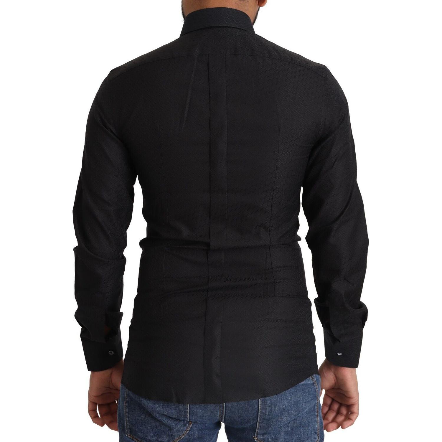 قميص دولتشي آند غابانا الأنيق المصنوع من القطن الأسود والذهبي