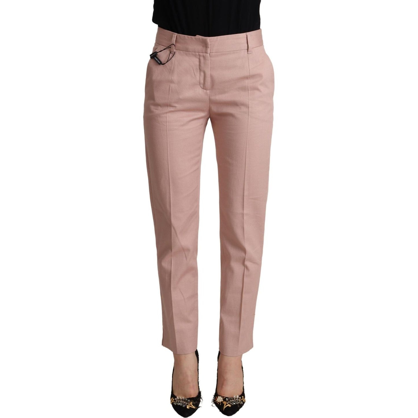 Dolce & Gabbana Pink Cotton Mid Waist Trouser Tapered Pants PAN72811- 36