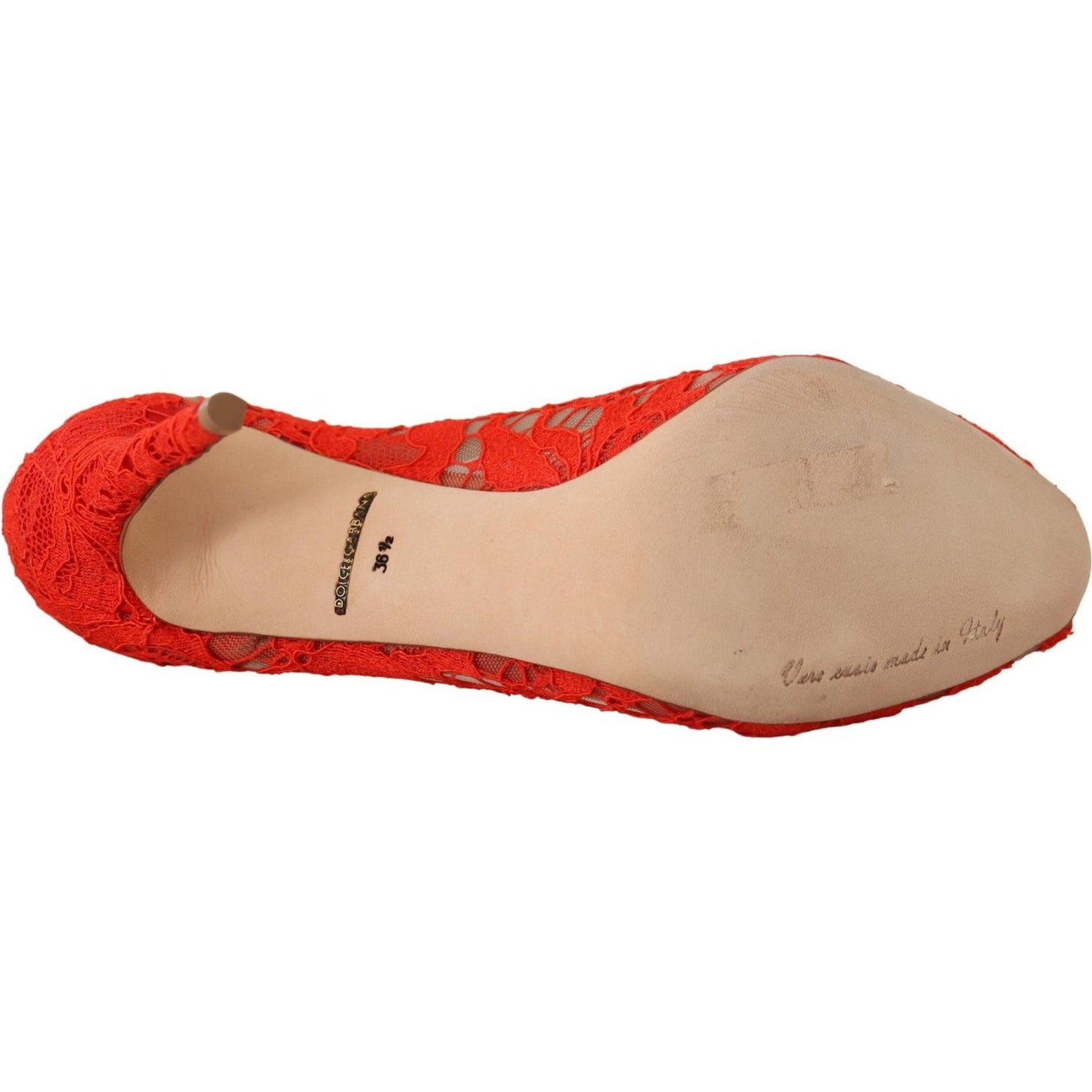 Dolce & Gabbana Red Taormina Lace Crystal Heels Pumps LA9799- 35