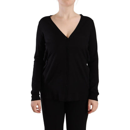 Dolce & Gabbana Black Wool V-neck Long Sleeves Pullover Top