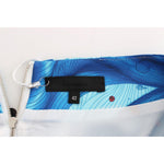 Koonhor Blue Peplum Fresco-Print Straight Pencil Skirt SIG12703-2
