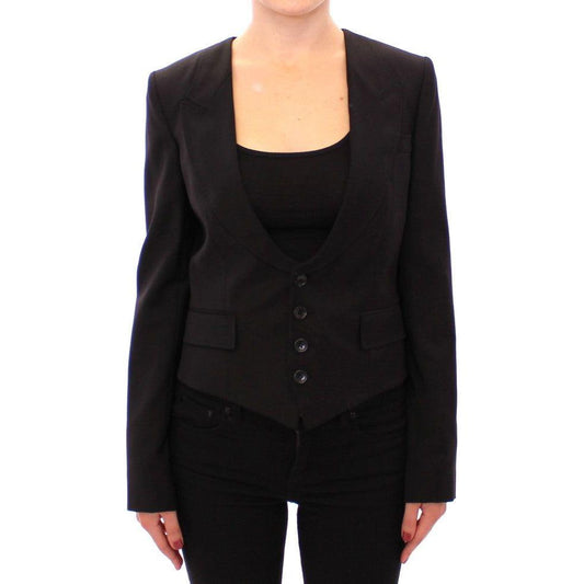 Dolce & Gabbana Black Silk Scarf Back Blazer Jacket MOM11571-1