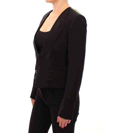 Dolce & Gabbana Black Silk Scarf Back Blazer Jacket MOM11571-1
