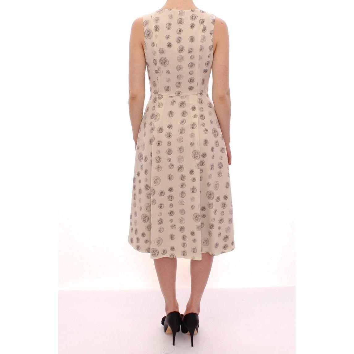 Andrea Incontri White Printed Shift V-neck Sheath Dress MOM10154-2