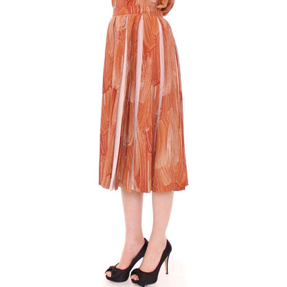 Licia Florio Brown Orange Below Knee Full Skirt