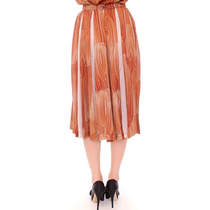 Licia Florio Brown Orange Below Knee Full Skirt