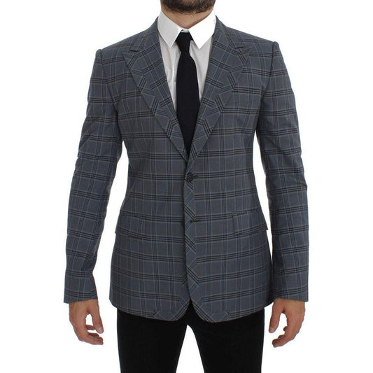 Dolce & Gabbana Blue Checkered Slim Fit Blazer Jacket GTT10074