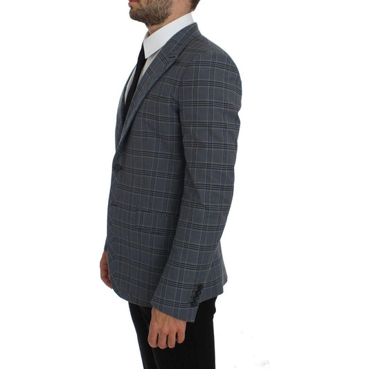 Dolce & Gabbana Blue Checkered Slim Fit Blazer Jacket GTT10074