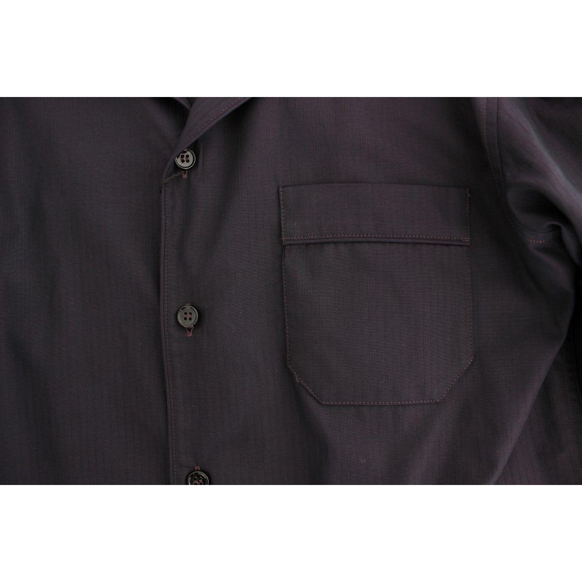 Dolce & Gabbana Purple Striped Cotton Pajama Lounge Shirt SIG30006-4