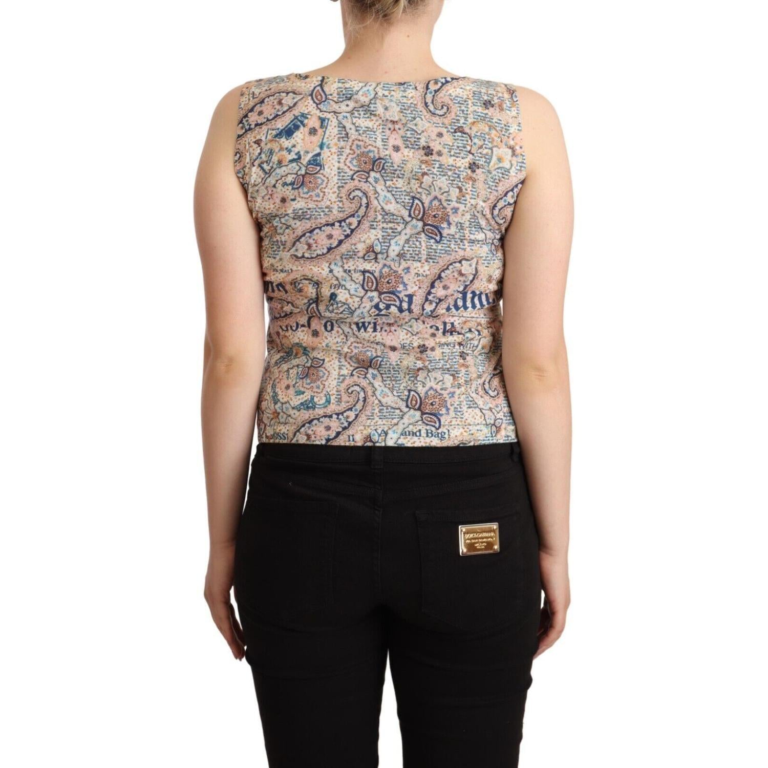 بلوزة بدون أكمام بفتحة رقبة على شكل حرف V من جون جاليانو متعددة الألوان من القطن