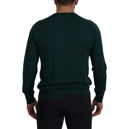 Dolce & Gabbana Green Cashmere Crewneck Pullover Sweater