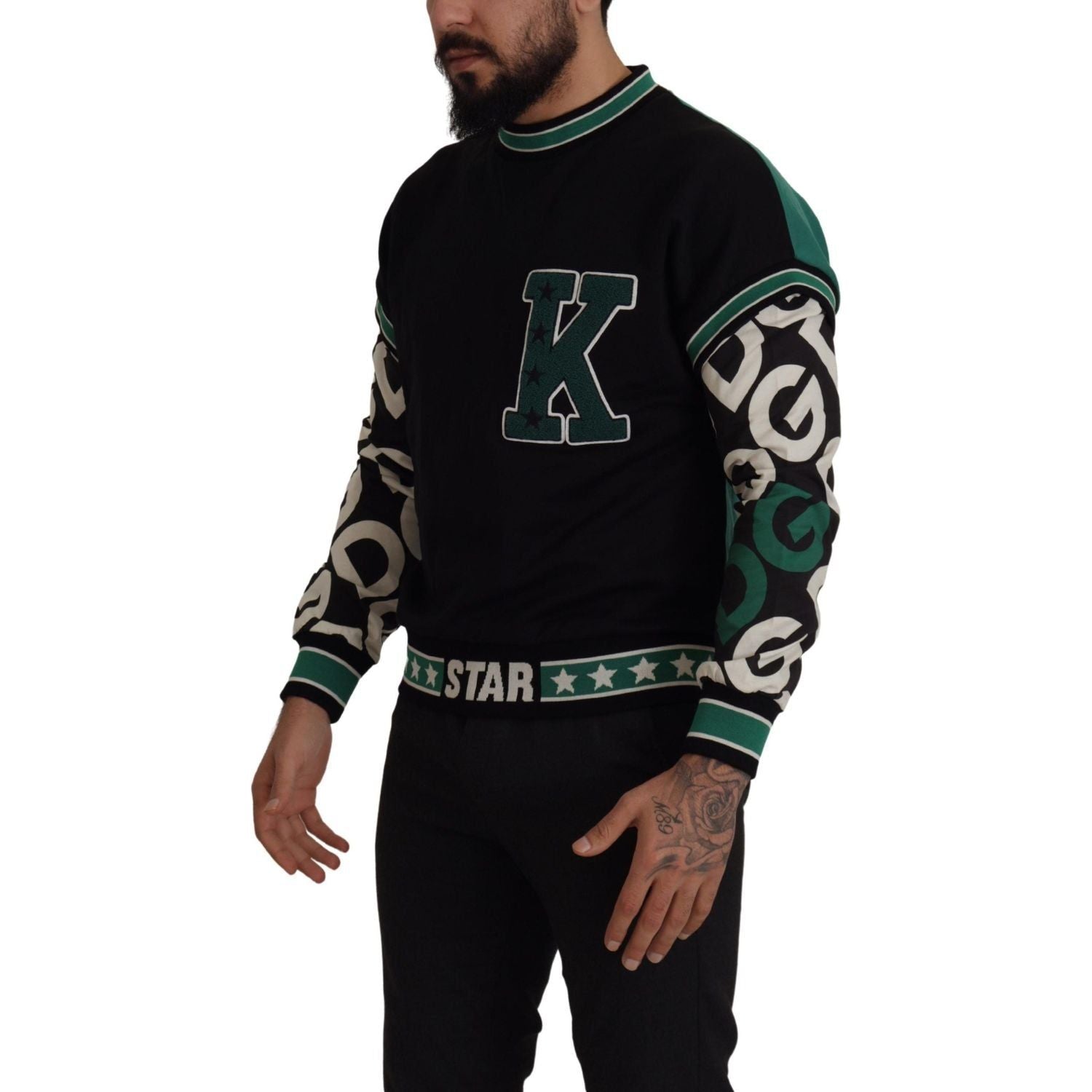 سترة Dolce &amp; Gabbana Regal Crewneck - أسود وأخضر