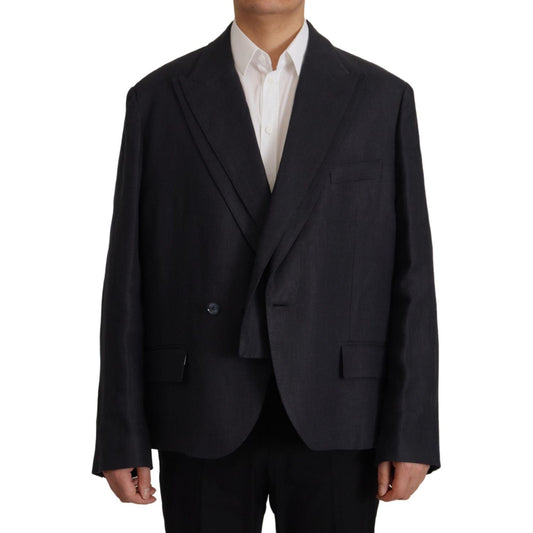 Dolce & Gabbana Blue Linen Formal Mens Blazer Jacket JKT3409- 48