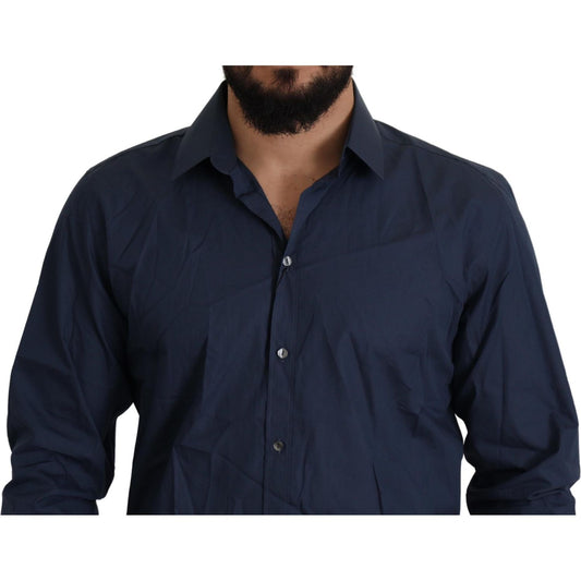 Dolce & Gabbana Blue Cotton MARTINI Slim Fit Dress Shirt TSH82932 -39