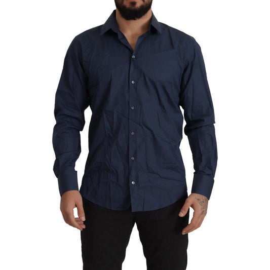 Dolce & Gabbana Blue Cotton MARTINI Slim Fit Dress Shirt TSH82932 -39