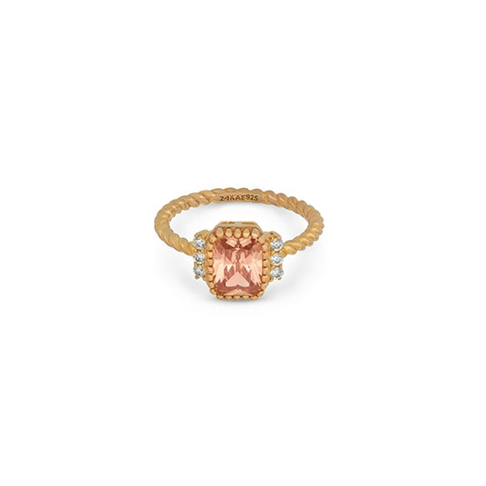 24KAE JEWELS JEWELRY Mod. 12432Y/58 featuring a gold ring with an orange gemstone and diamond accents.