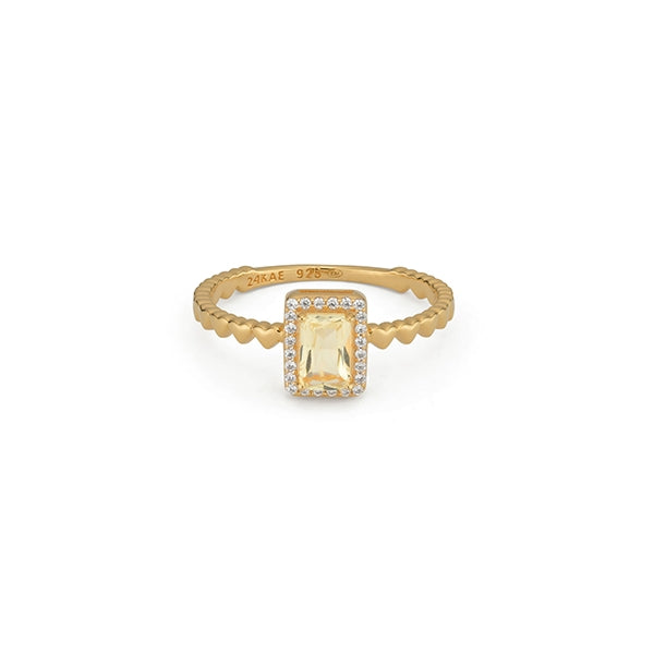 24KAE JEWELS JEWELRY Mod. 12472Y/56 gold ring with gemstone and diamond accents