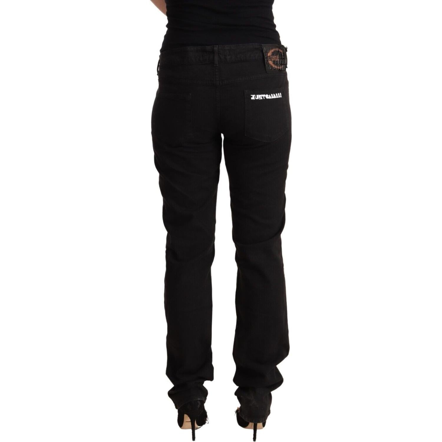 بنطلون جينز أسود ضيق بخصر متوسط ​​من Just Cavalli