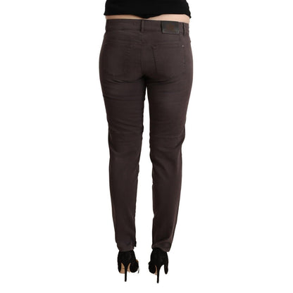 Ermanno Scervino Brown Cotton Low Waist Slim Fit Pants