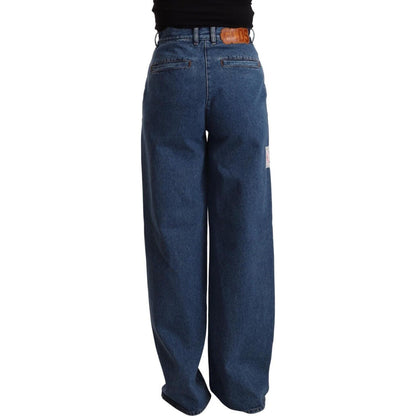 GCDS Blue Cotton High Waist Wide Leg Boot Cut Denim Jeans