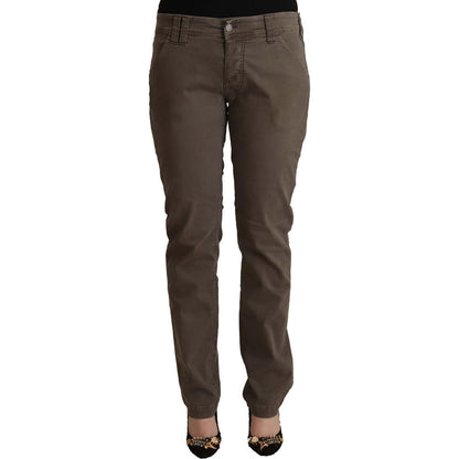 CYCLE Brown Cotton Low Waist Skinny Casual Jeans
