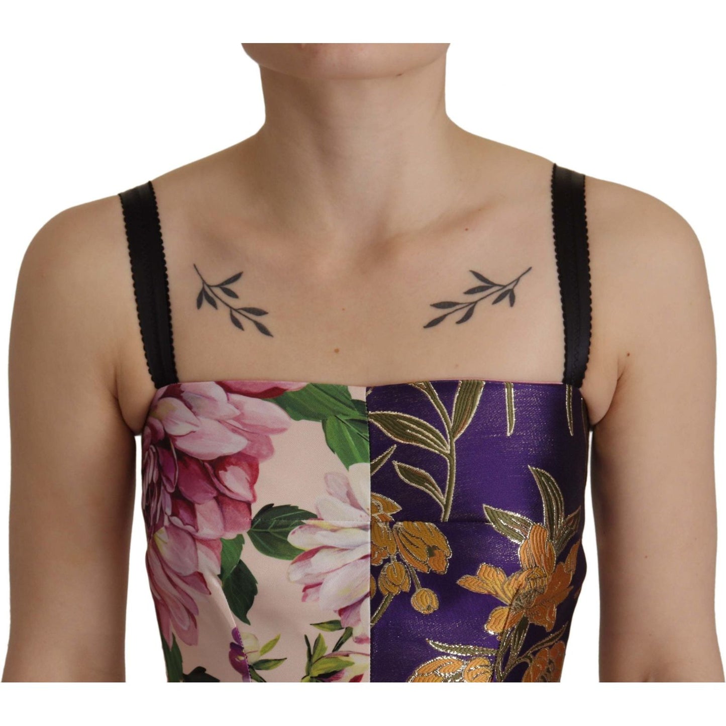 Dolce & Gabbana Dress Midi Patchwork Floral Jaquard Silk