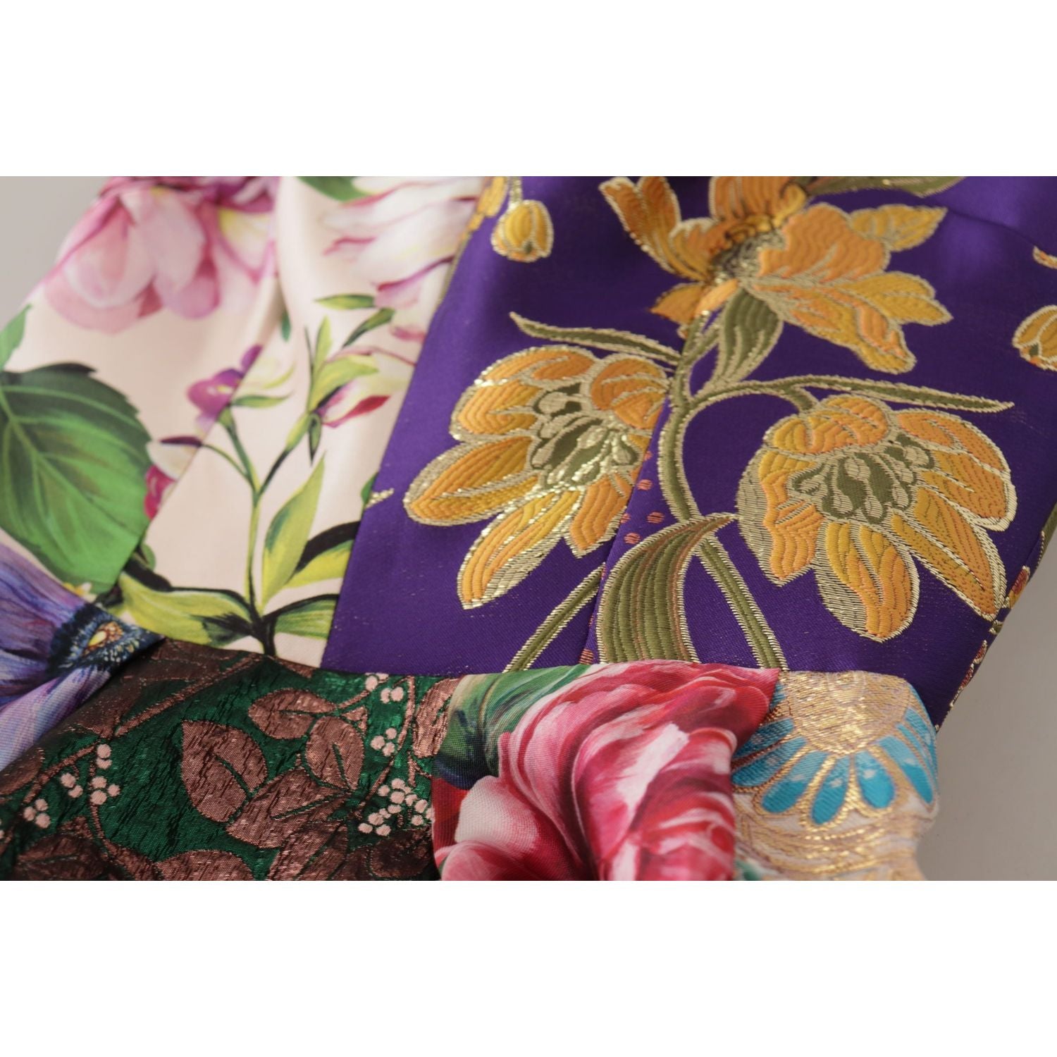 拼布优雅真丝混纺连衣裙