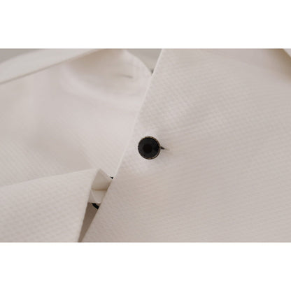 Dolce & Gabbana White Sleeveless Tuxedo Formal Blouse Top