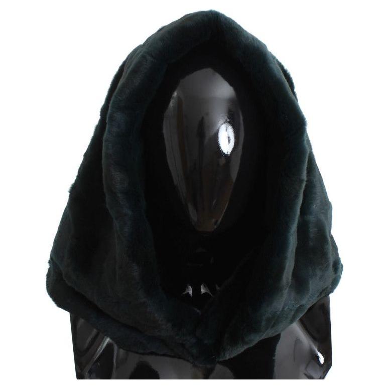 Dolce & Gabbana Green Weasel Fur Crochet Hood Scarf Hat